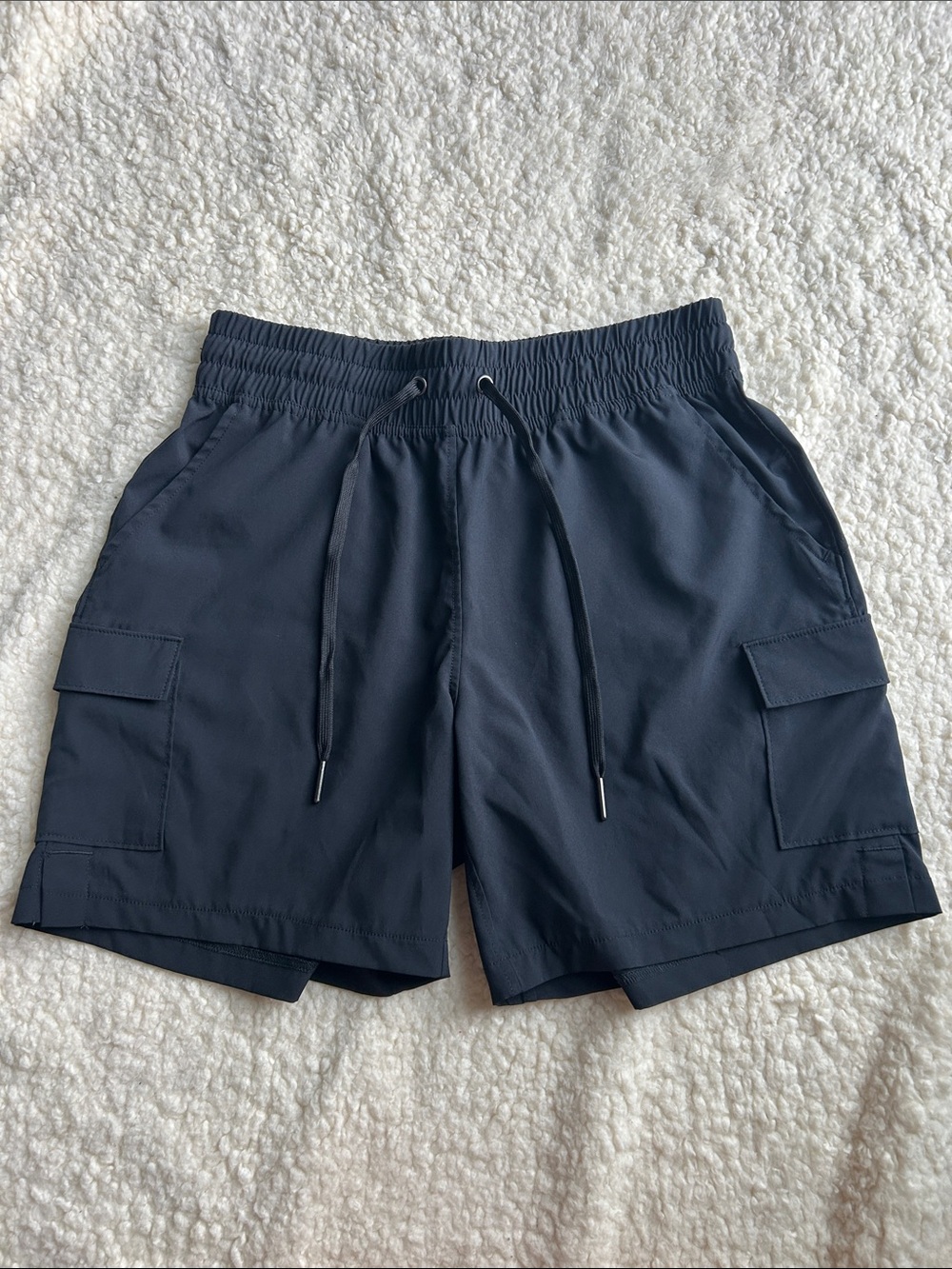 Navy Athletic Cargo Shorts with Drawstring Women’s